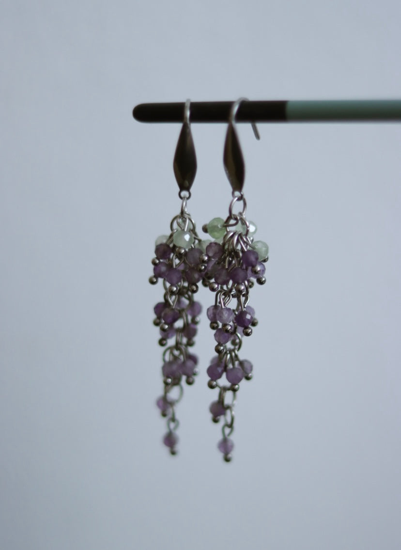 ‘Wisteria’ Amethyst & Aventurine Gemstone Earrings