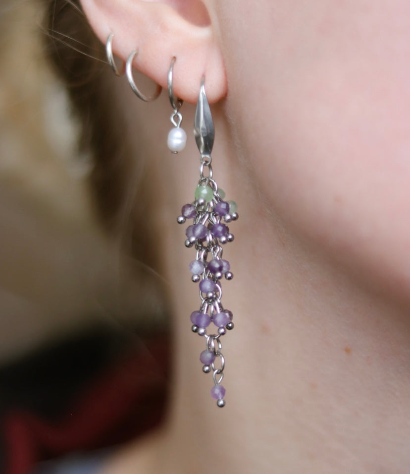 ‘Wisteria’ Amethyst & Aventurine Gemstone Earrings