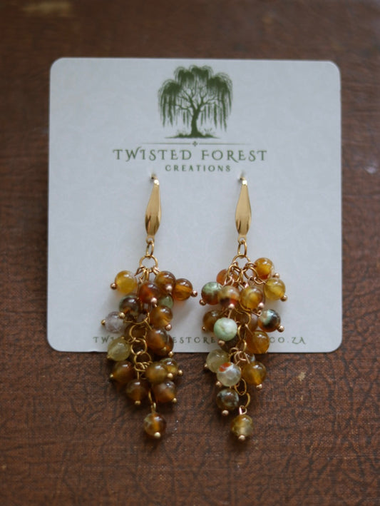 ‘Wisteria’ Amber Ice Spark Agate Gemstone Earrings