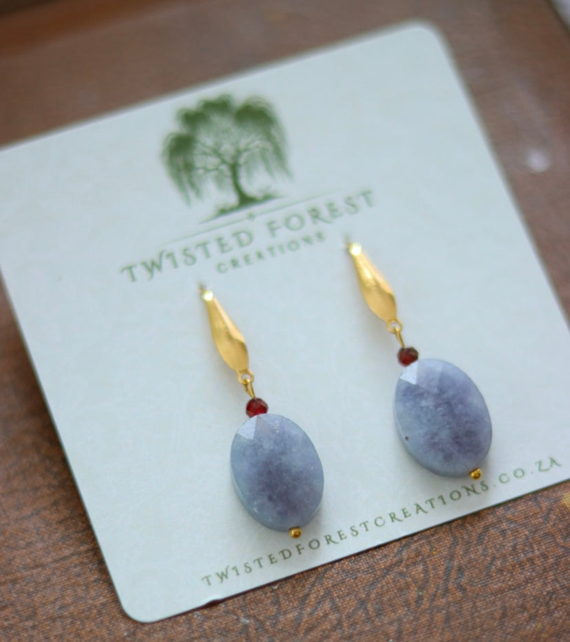 ‘Lucretia’ Aquamarine & Garnet Gemstone Earrings