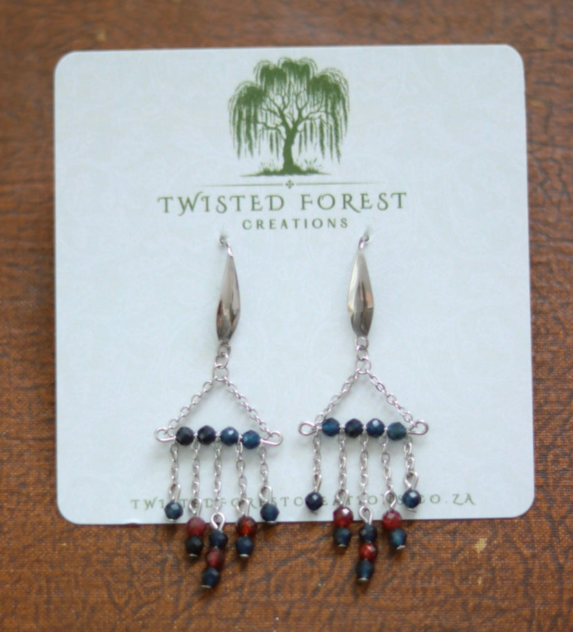 ‘Noelle’ Sapphire & Garnet Gemstone Earrings