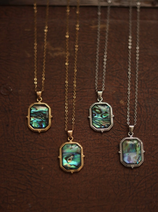 ‘Ocean’s Rainbow’ Rectangle Abalone Necklace